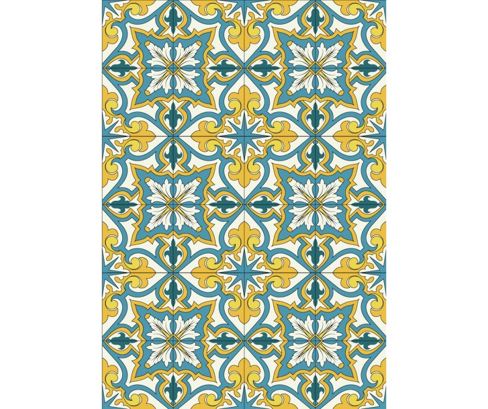Floor Mat - Yellow Colourful Antiquity Ceramics 4'x6'
