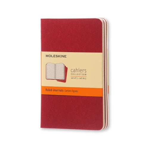 Moleskine Cahier 3 Pack Pocket Cranberry Red - Lined