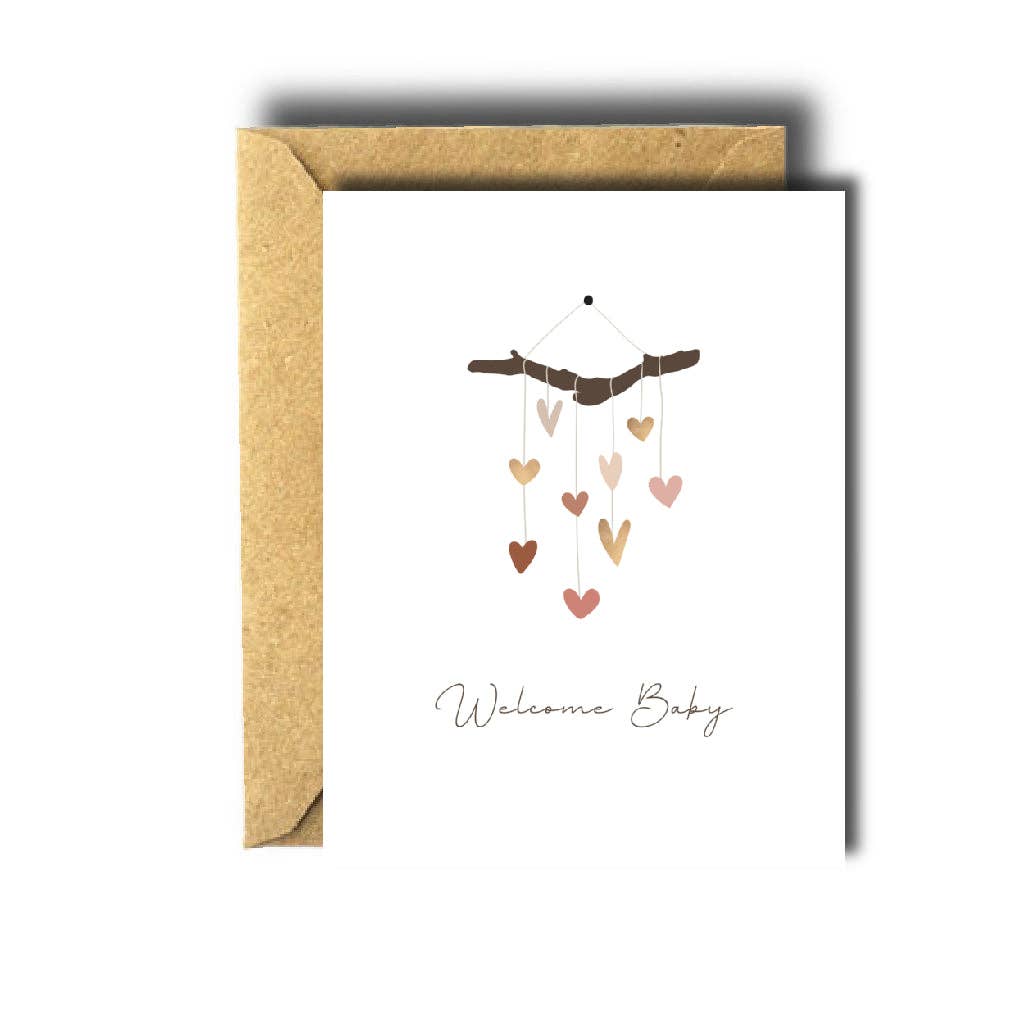 Bee Unique Greeting Card - Heart Mobile New Baby