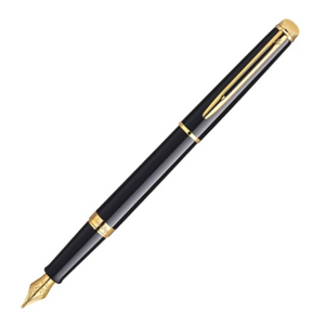 Waterman Hémisphère Fountain Pen - Black + Gold Trim - Medium
