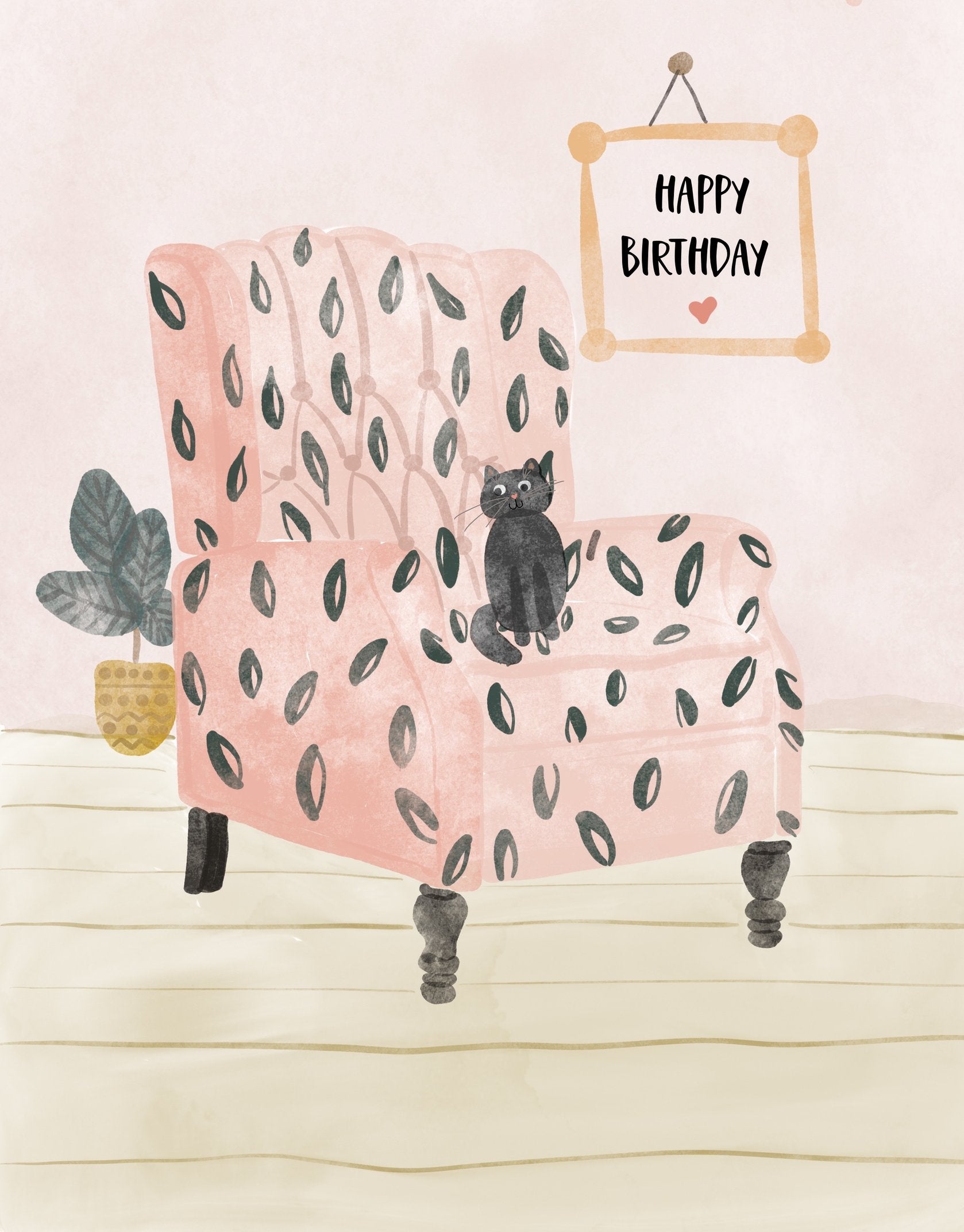 Poplar Paper Co. Greeting Card - Happy Birthday Cat in the Chair