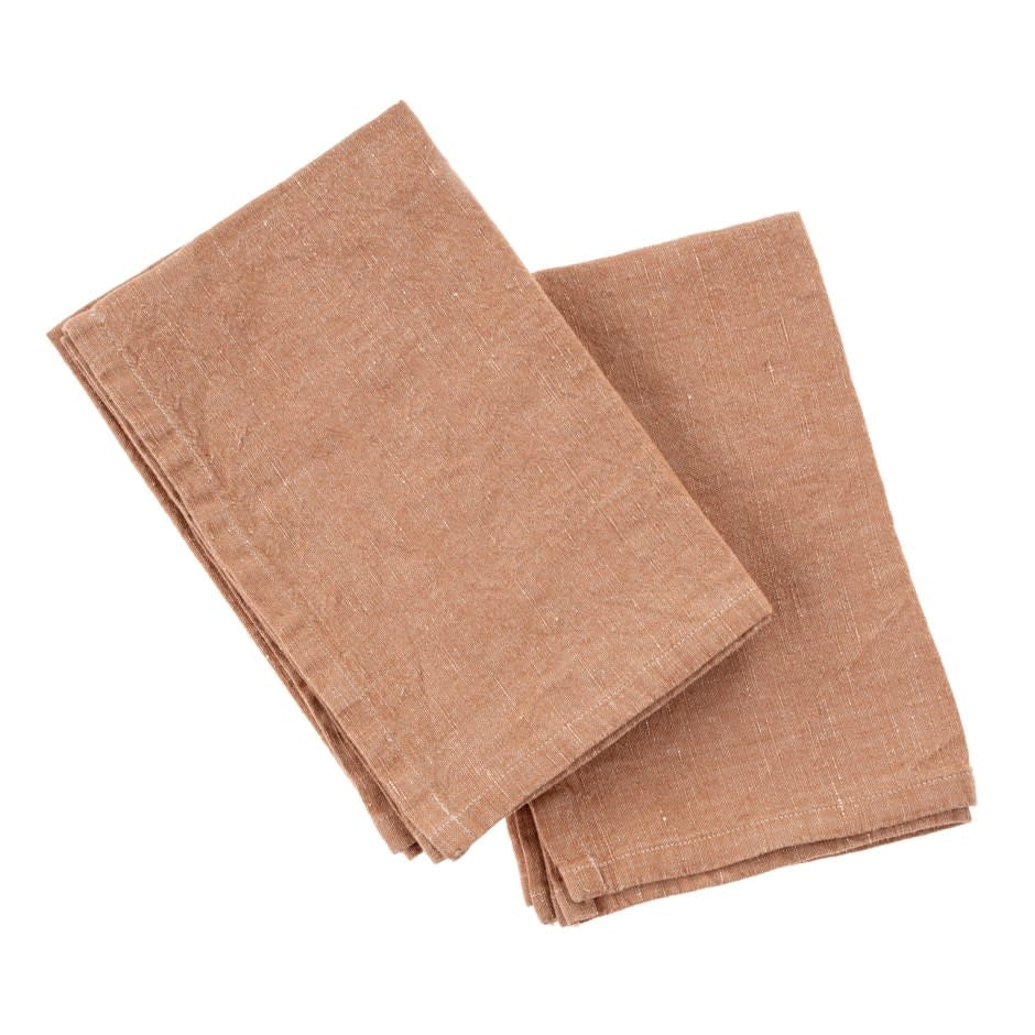 Linen Tea Towel - Stonewashed Terracotta Set of 2