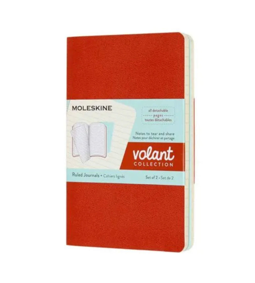 Moleskine Notebook Volant 2 Pack Large Coral/Aquamarine - Lined
