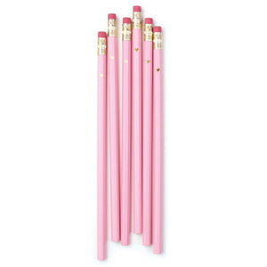 Inklings Paperie Pencil Set - Gold Heart Pink
