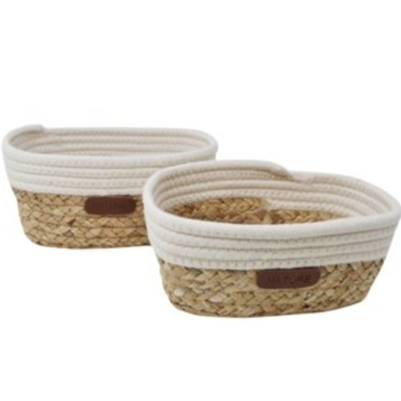 Rectangle Woven Baskets Set of 2 - White/Natural