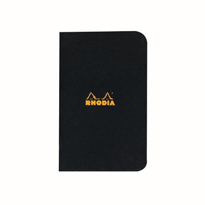 Rhodia Notebook Stapled Pocket Graph - Black