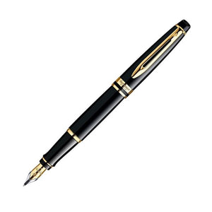 Waterman Expert Fountain Pen - Black + Gold Trim - Medium