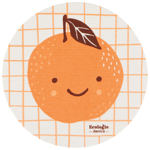 Swedish Dishcloth - Fruit Face Orange
