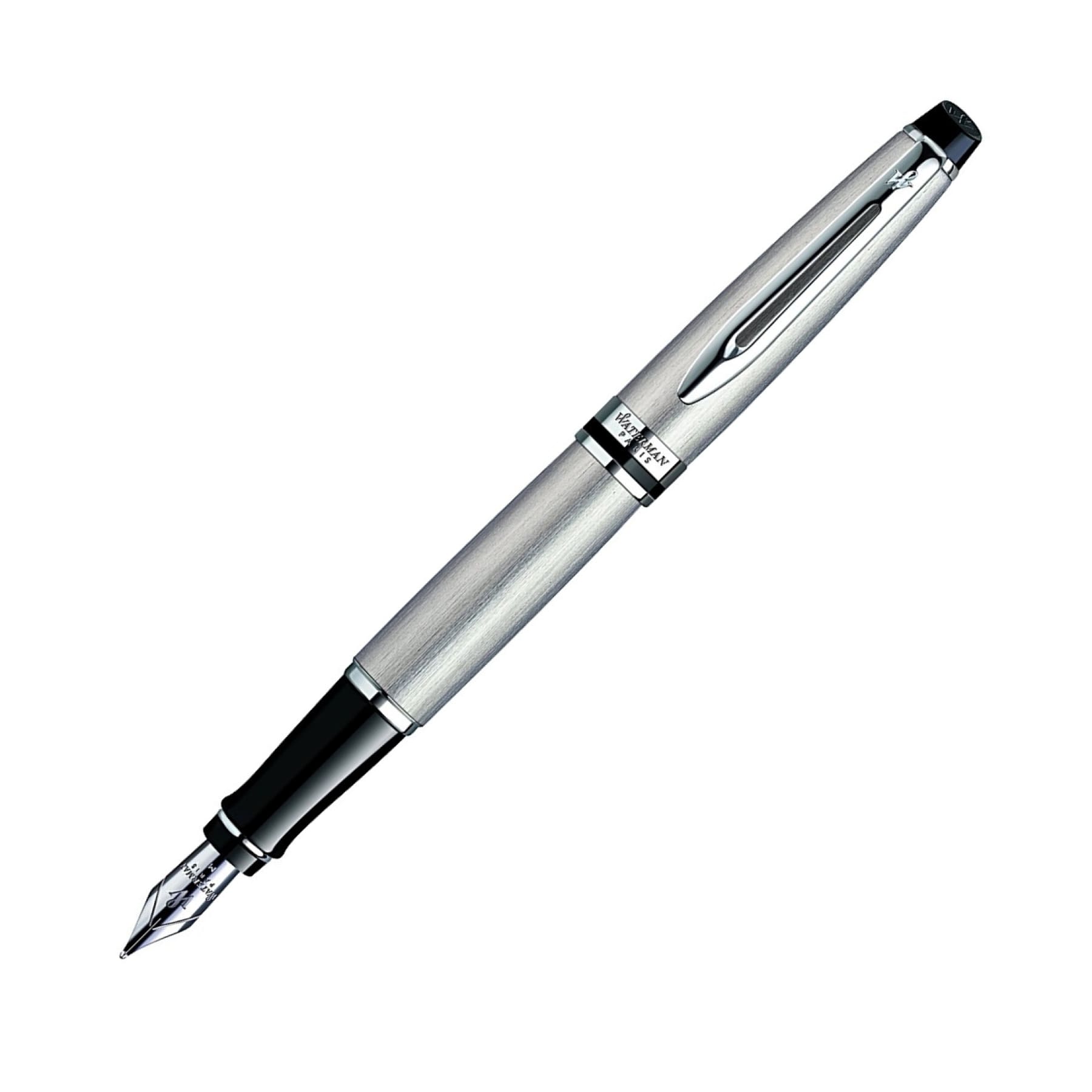 Waterman Expert Fountain Pen - Stainless Steel + Chrome Trim - Medium